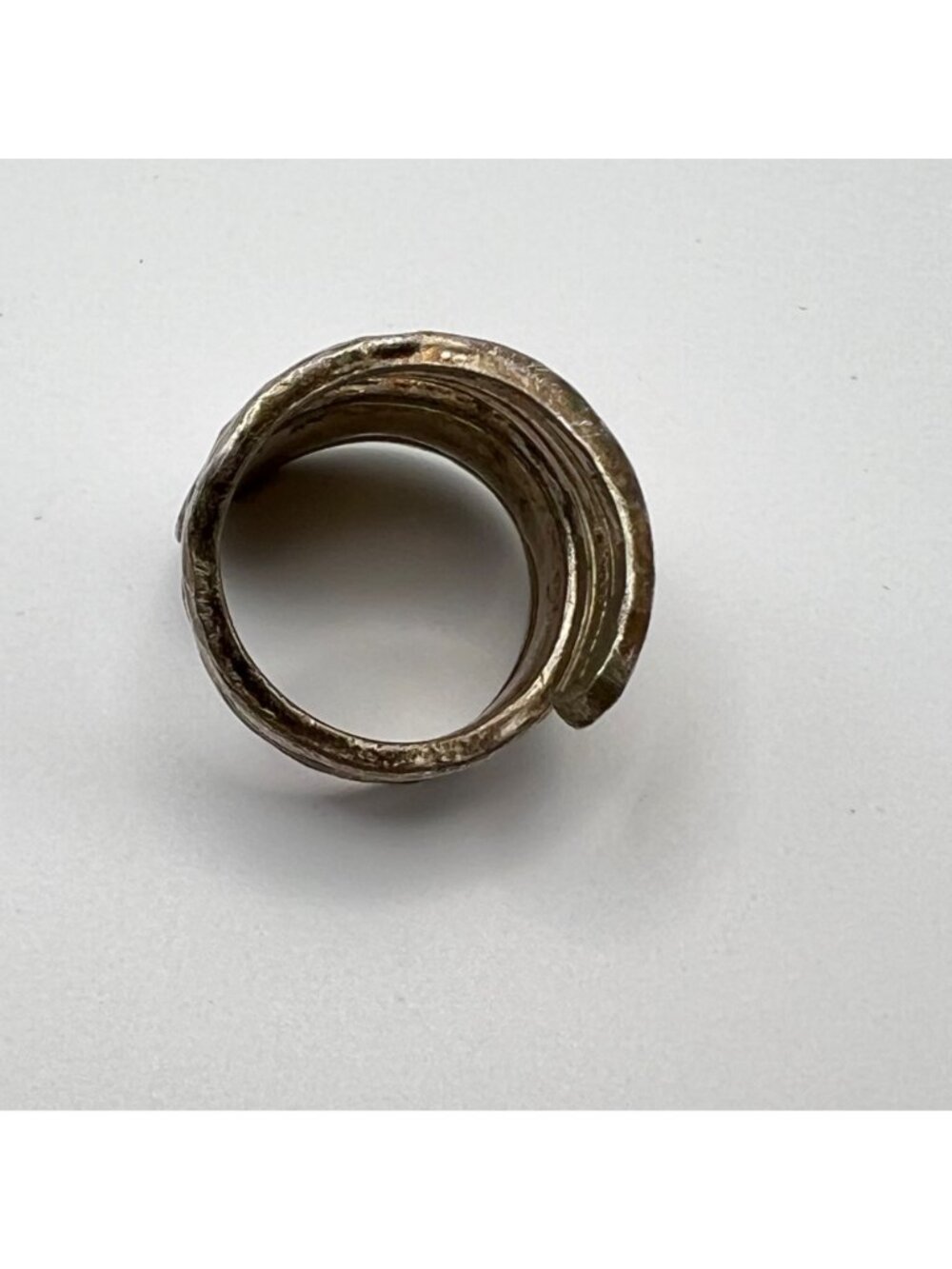 Vintage Barton Spoon Ring Size 8 Silver Plate Brutalist Modernist Artisan Patina - Picture 8 of 10